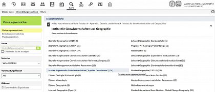 StudIP Veranstaltungsverzeichnis